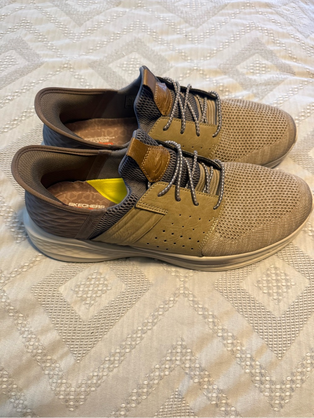 Skechers Men’s Casual Slip In Sneakers - Khaki Brown-Worn once